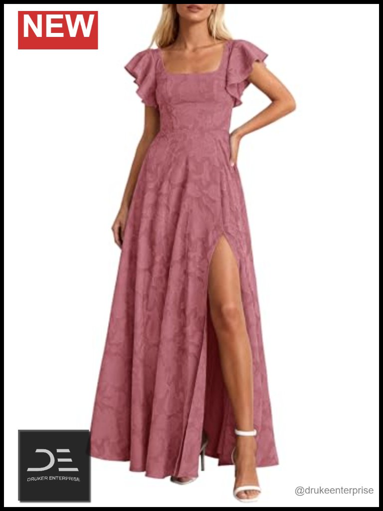 Elegant Wedding Guest Maxi Dress With Lace & Slit